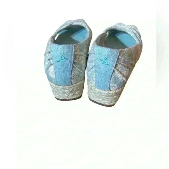 Grasshoppers Women’s Wedge Open Toe Shoes Size 6.5 M Light Blue and Cream - Picture 4 of 5